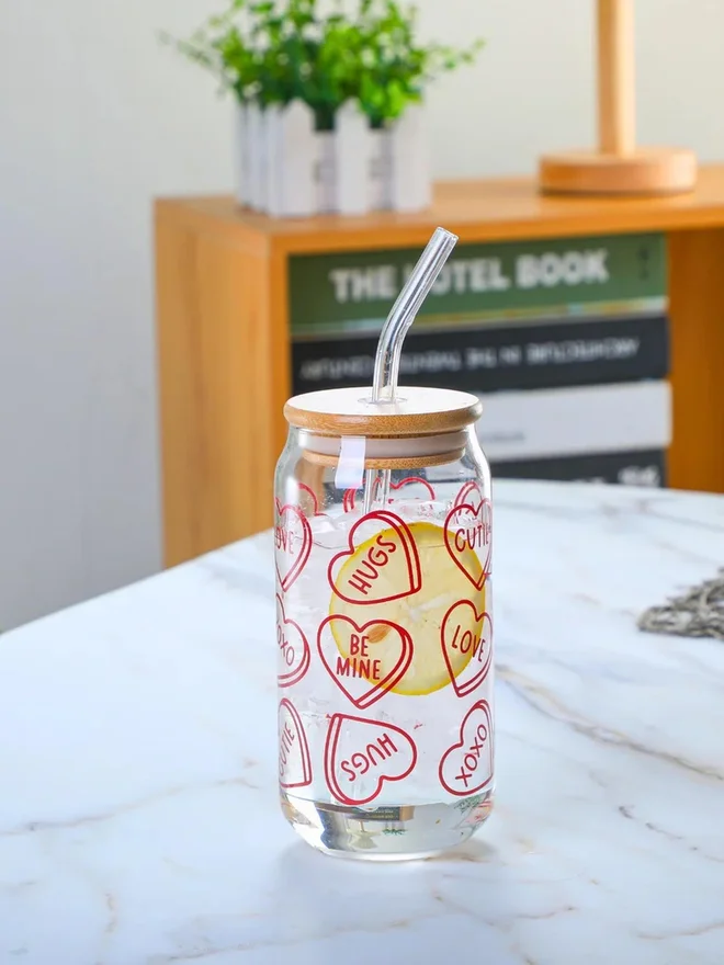 1Chase 1CHASE Set of 2 - Valentine-Themed Borosilicate Sipper Glass 350ml